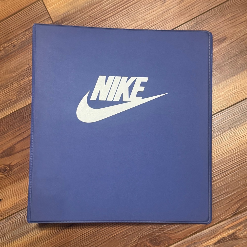Vtg 90s Nike 3 Ring Binder Blue/White Futura Logo Swoosh School Office Supplies